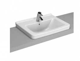 S50 Lavabo, 60 cm Orta Armatür Delikli, Su Taşma Delikli, Tezgah Üstü Kullanım