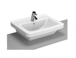 S50 Lavabo, 60 cm Orta Armatür Delikli, Su Taşma Delikli, Çanak Lavabo